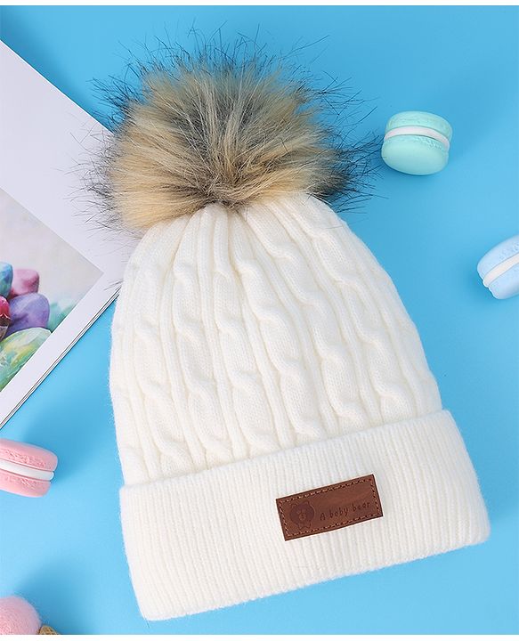 Pine Kids Woolen Cap & Muffler Set with Pom Pom - Red
