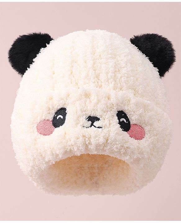 Babyhug Woolen Cap with Applique - White