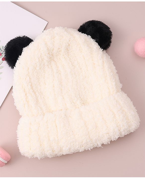 Babyhug Woolen Cap with Applique - White