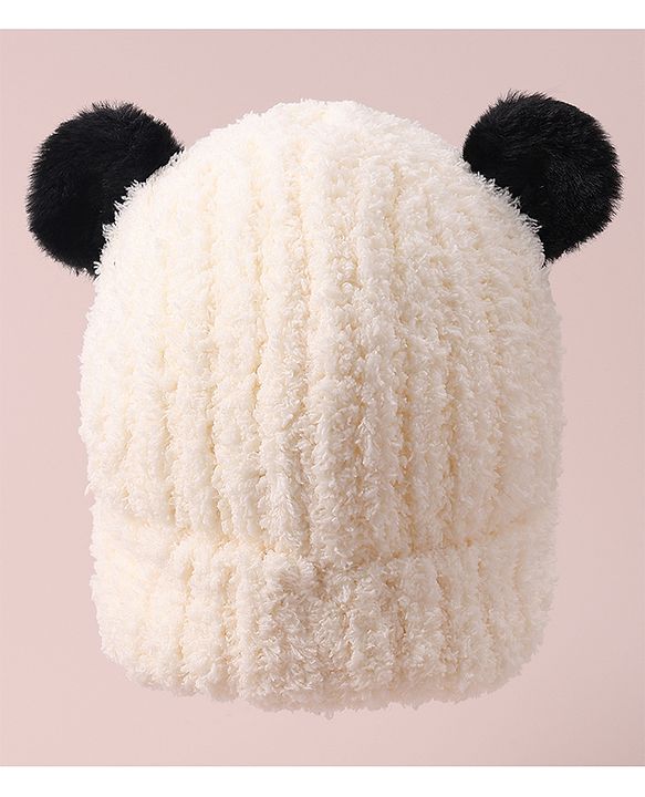 Babyhug Woolen Cap with Applique - White