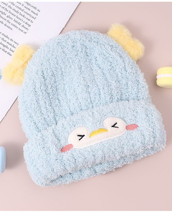 Babyhug Woolen Cap with Applique - White