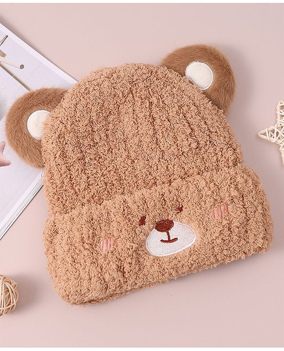Babyhug Woolen Cap with Applique - White