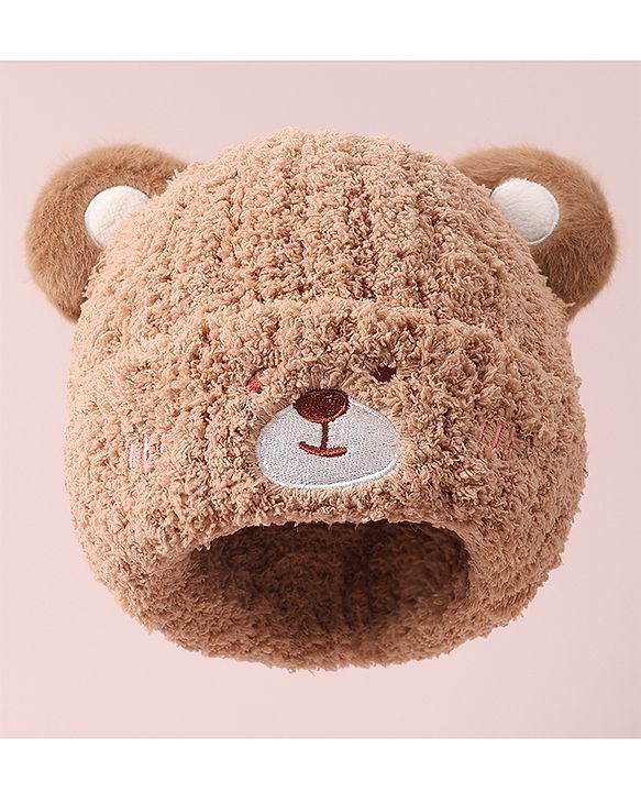 Babyhug Woolen Cap with Applique - White