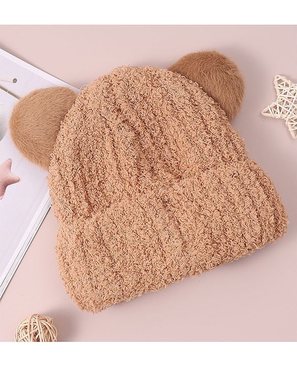 Babyhug Woolen Cap with Applique - White
