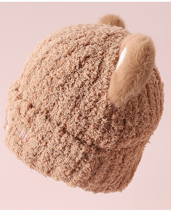 Babyhug Woolen Cap with Applique - White