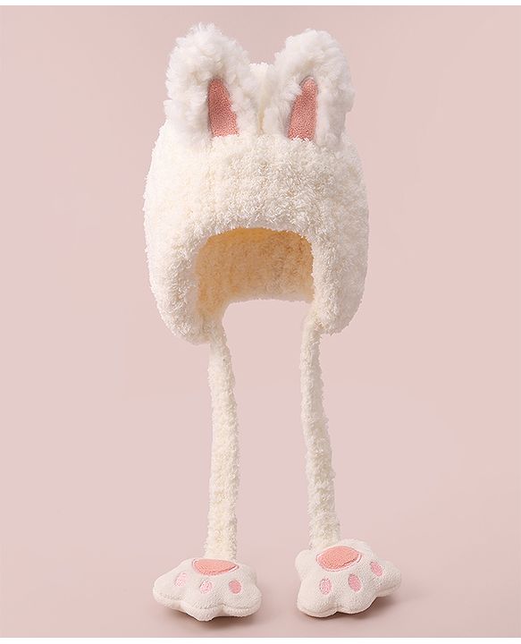 Babyhug Woolen Cap with Knot - White