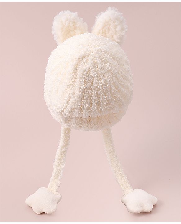 Babyhug Woolen Cap with Knot - White