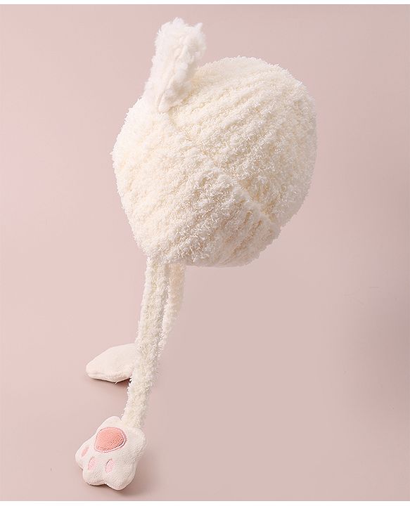 Babyhug Woolen Cap with Knot - White