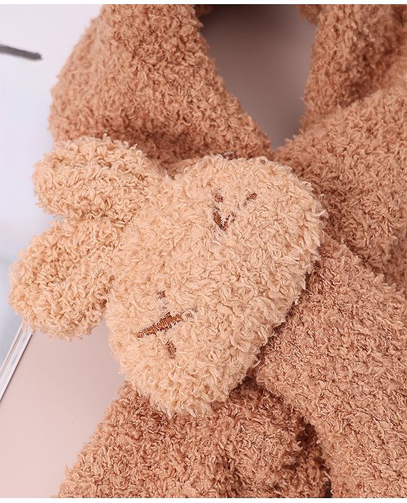 Babyhug Woollen Cap & Sets with Knot & Applique - Brown