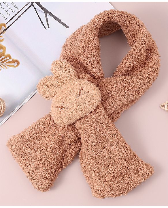Babyhug Woollen Cap & Sets with Knot & Applique - Brown