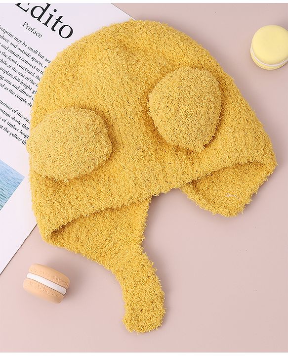 Babyhug Woollen Cap with Applique - Yellow