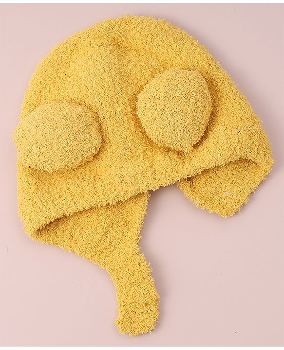 Babyhug Woollen Cap with Applique - Yellow