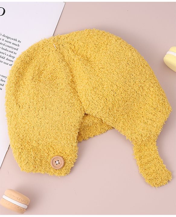 Babyhug Woollen Cap with Applique - Yellow