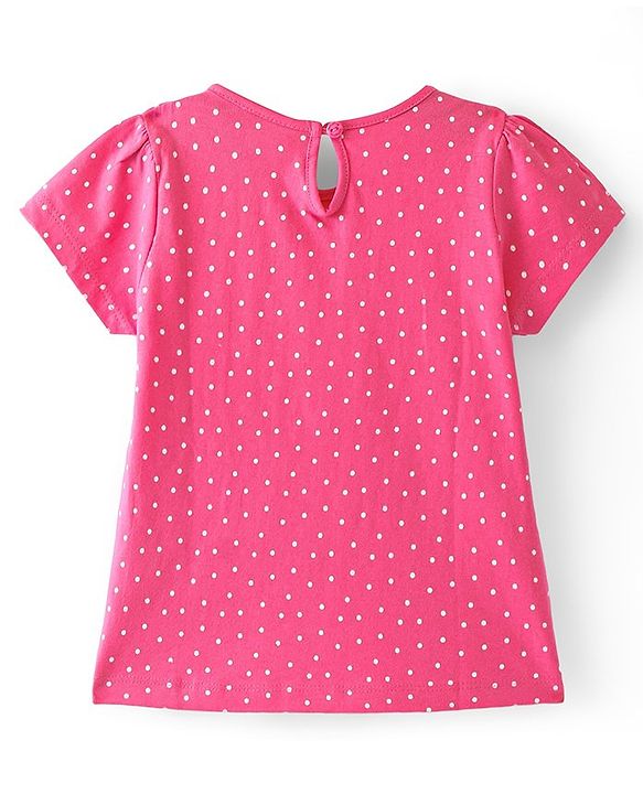 Babyhug Cotton Knit Half Sleeves Tops with Polka Dots & Floral Print Pack of 3 - Pink Blue & Yellow