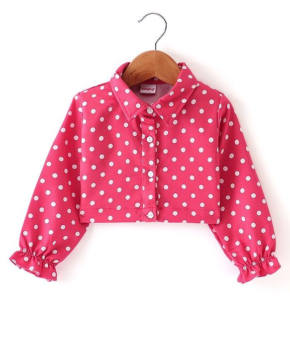 Babyhug Woven Sleeveless Frock Bow Applique with Polka Dot Shrug - Navy Blue & Pink