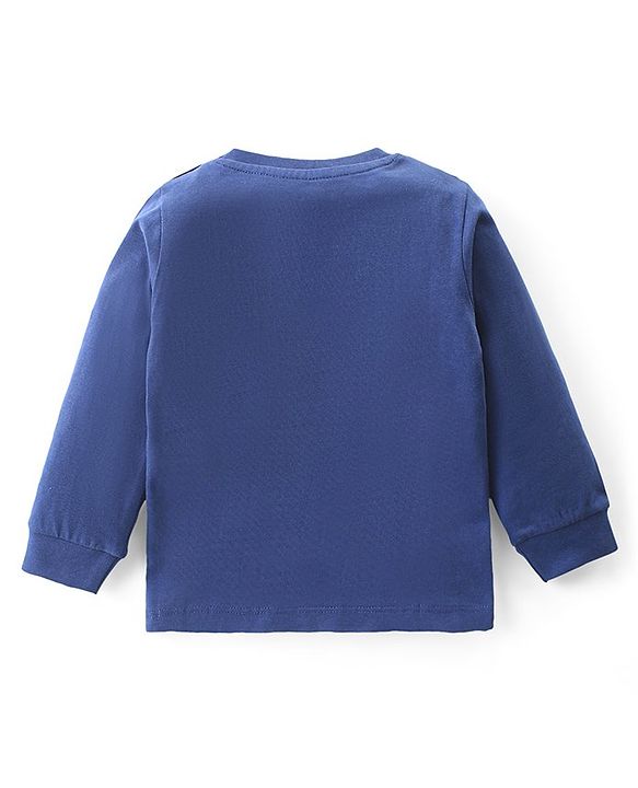 Babyhug Single Jersey Knit Full Sleeves T-Shirt & Denim Jeans Set With Animals Embroidery - Blue