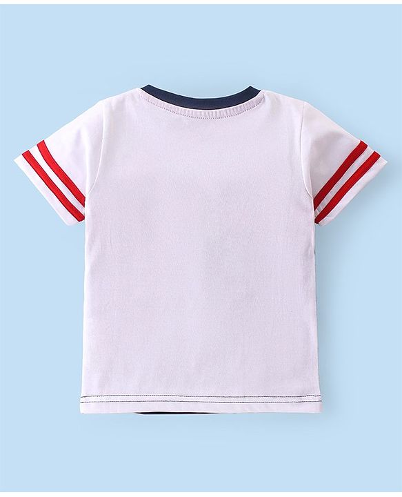 Babyhug Cotton Knit Half Sleeves Number Printed T-Shirt & Denim Shorts Set - Multicolor