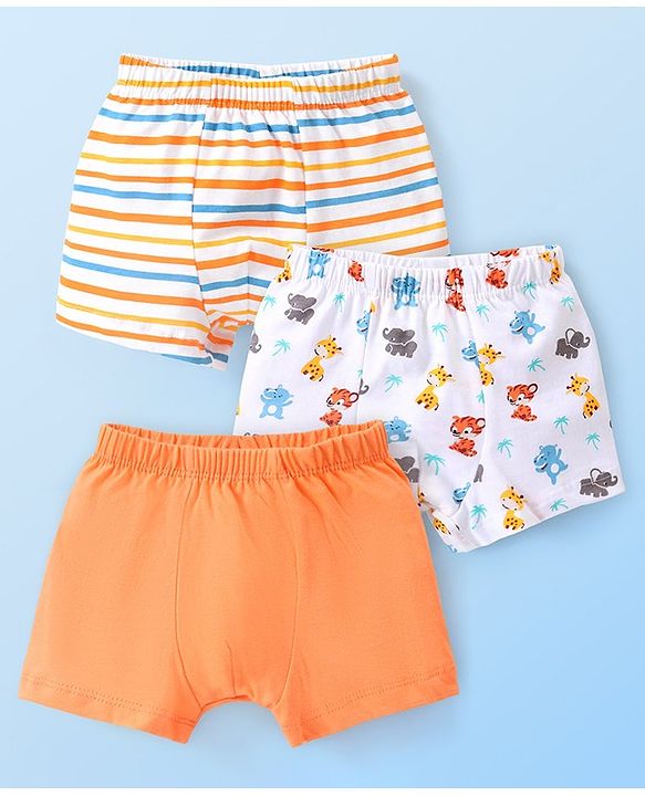 Babyhug 100% Cotton Trunk with Stripes & Animal Print Pack Of 3 - Multicolor