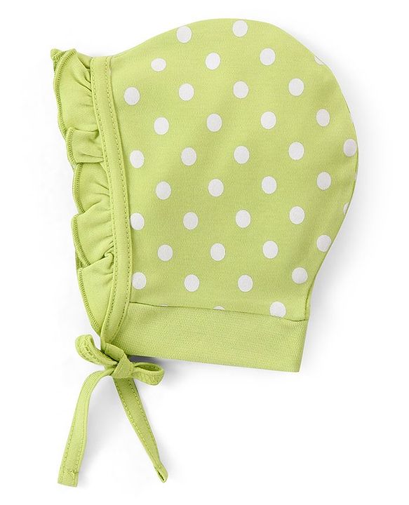 Babyhug 100% Cotton Cap with Knot Heart Print Pack of 2 - Pink & Green