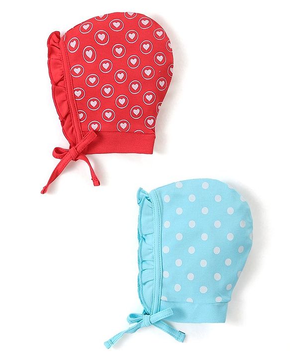 Babyhug 100% Cotton Cap with Knot Pack of 2 - Multicolor