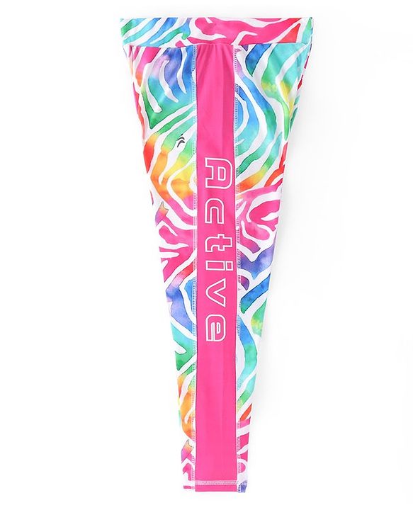 Pine Active Knit Full Length Printed Super Stretch Leggings - Multicolor