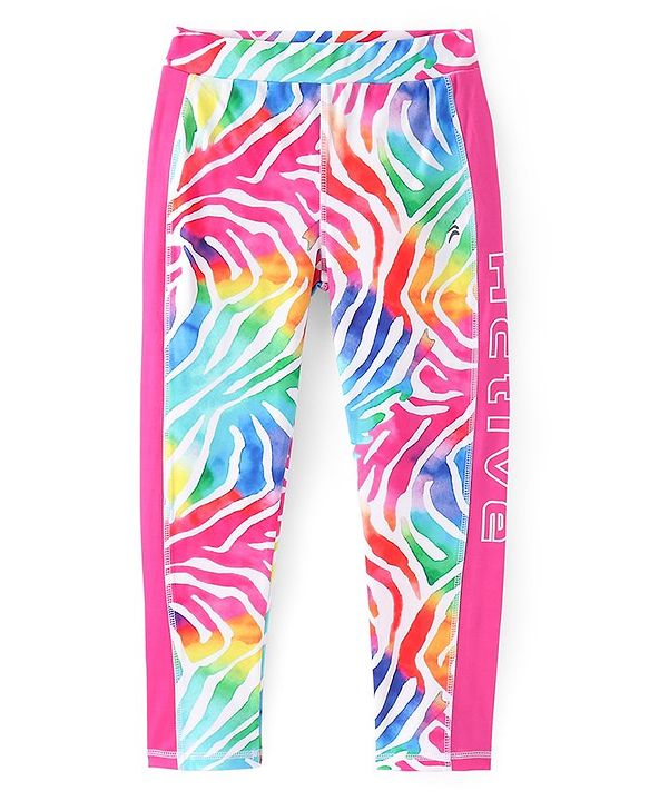 Pine Active Knit Full Length Printed Super Stretch Leggings - Multicolor