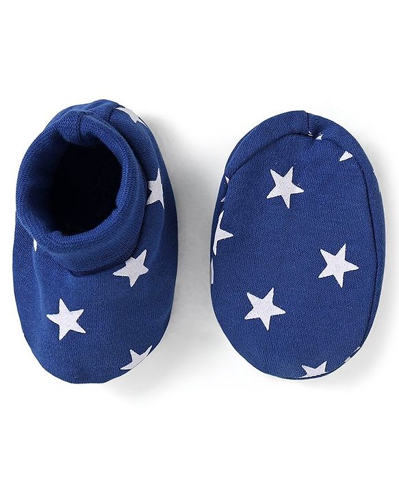 Babyhug 100% Cotton Mittens & Booties Set Star Print - Navy Blue
