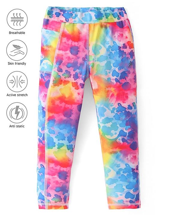 Pine Active Knit Full Length Super Stretch Leggings With Abstract Print - Multicolor