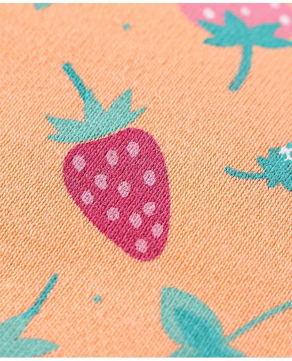 Babyhug 100% Cotton Cap Mittens & Booties Set Strawberry Print - Multicolour