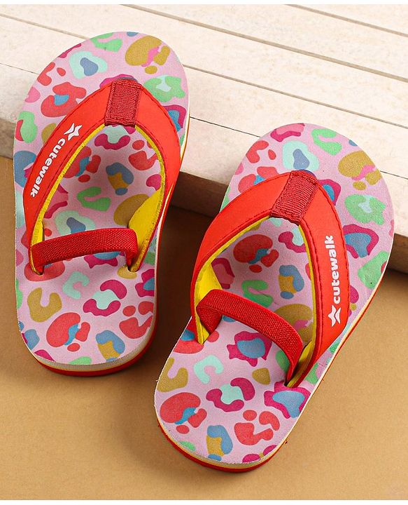 Cute Walk by Babyhug Slip On Flip Flops with Back Strap Closure - Red