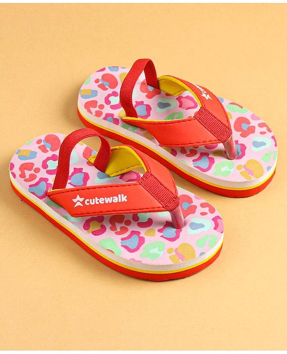 Cute Walk by Babyhug Slip On Flip Flops with Back Strap Closure - Red