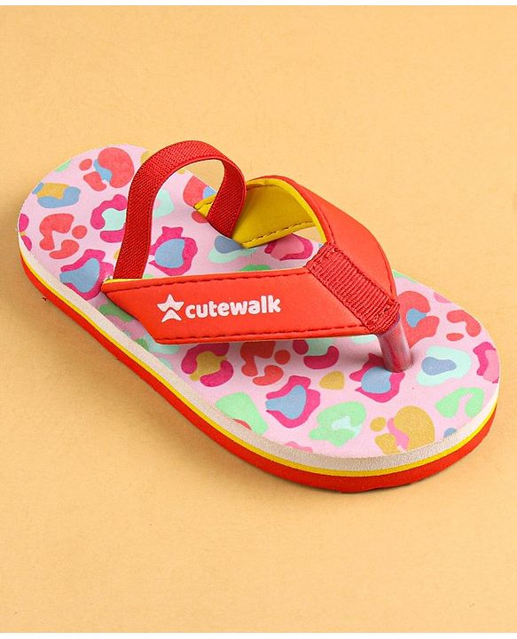 Cute Walk by Babyhug Slip On Flip Flops with Back Strap Closure - Red