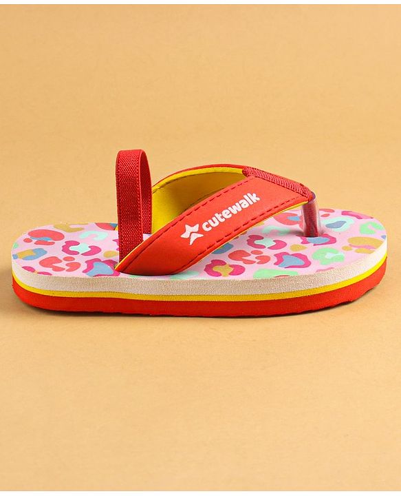 Cute Walk by Babyhug Slip On Flip Flops with Back Strap Closure - Red