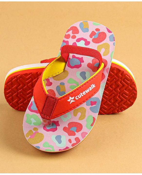 Cute Walk by Babyhug Slip On Flip Flops with Back Strap Closure - Red