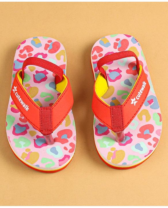 Cute Walk by Babyhug Slip On Flip Flops with Back Strap Closure - Red