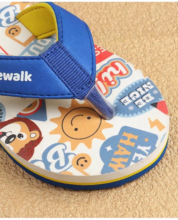 Cute Walk by Babyhug Slip On Flip Flops Lion Print -Blue