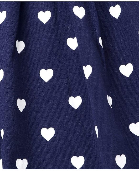 Babyhug Single Jersey Sleeveless Frock with Heart Print - Navy