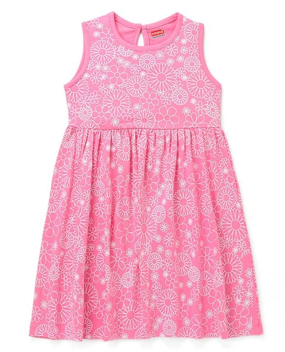 Babyhug Cotton Knit Half Sleeves Frock with Butterfly Print & Bow Applique - Navy Blue