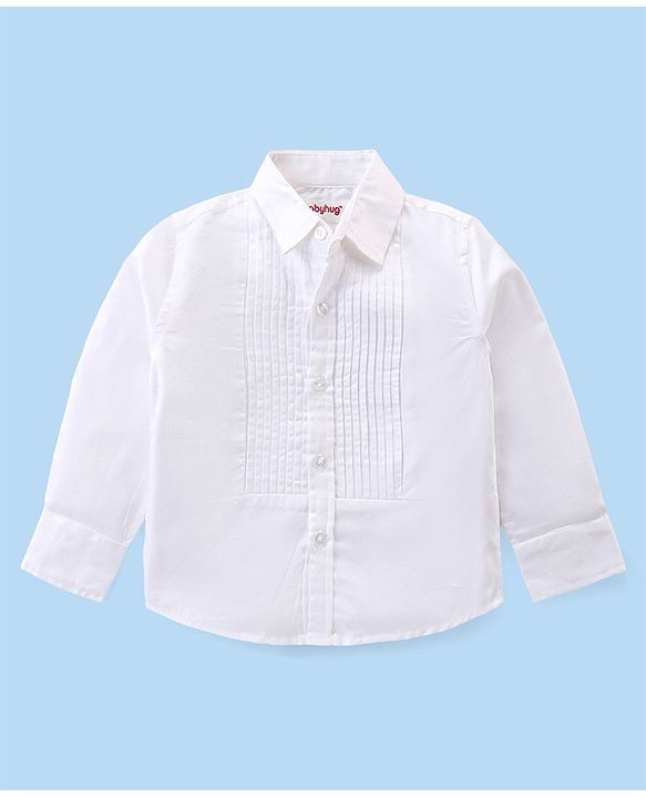 Babyhug Cotton Woven Full Sleeves Solid Party Wear Shirt & Trouser Set with Suspender & Bow - Sky Blue