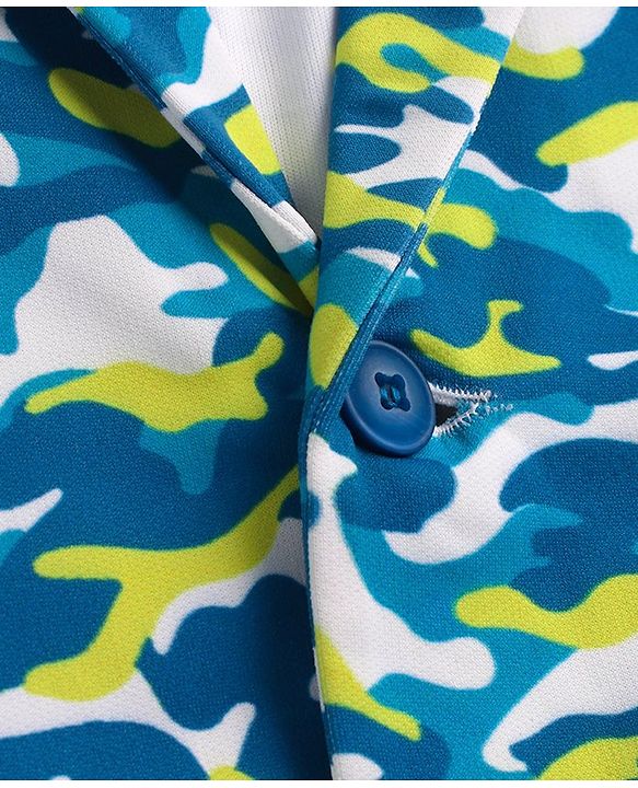 Babyhug Full Sleeves Blazer with Camouflage Print - Blue