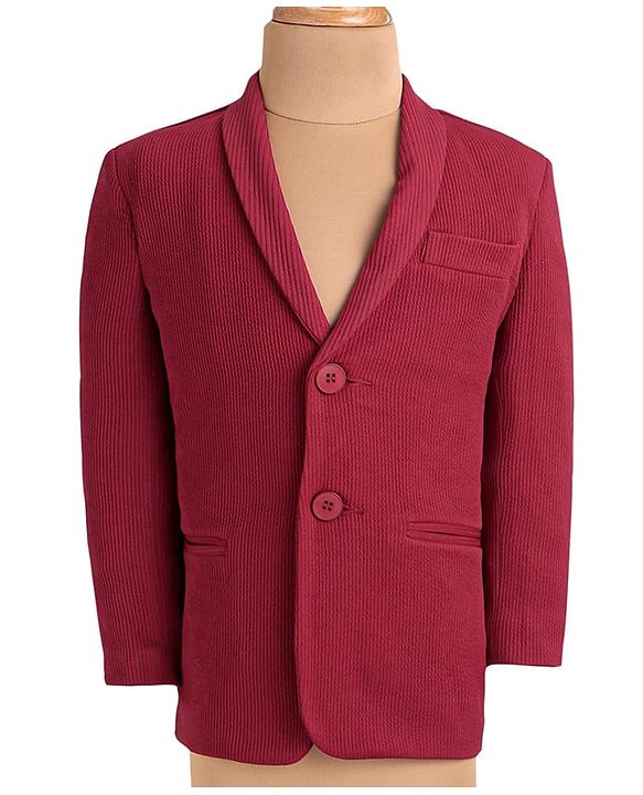 Babyhug Woven  Full Sleeves Solid Blazer With Text Print T-Shirt - Maroon & Black