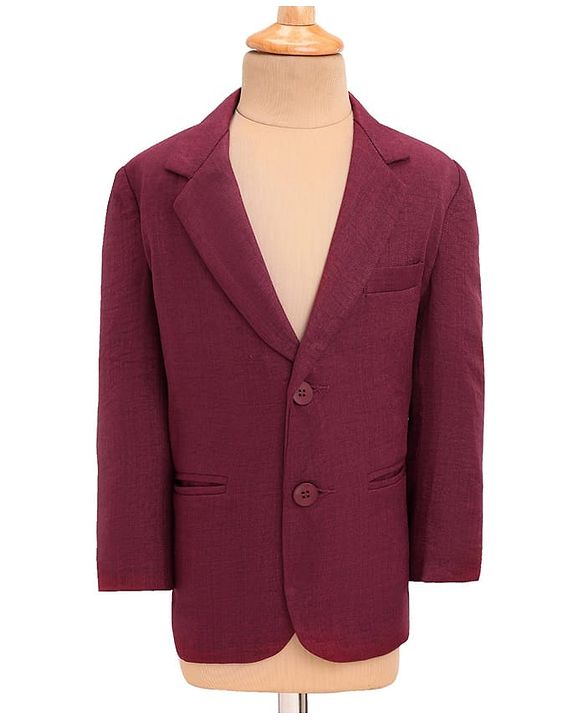 Babyhug Woven Full Sleeves Solid Colour Blazer & Printed T-Shirt - Maroon