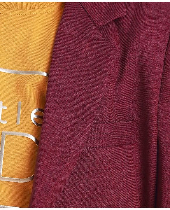 Babyhug Woven Full Sleeves Solid Colour Blazer & Printed T-Shirt - Maroon