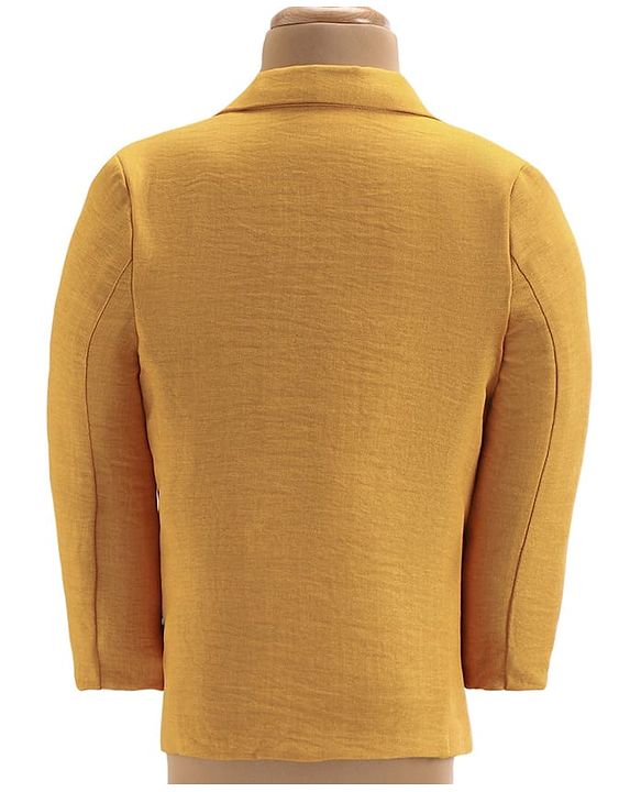 Babyhug  Full Sleeves Solid Colour Party Wear Premium Linen Blazer with Printed T-Shirt- Yellow