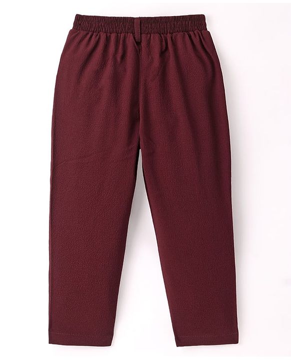 Babyhug Woven Full Sleeves Solid Colour 3 Piece Party Suit with Bow - Maroon