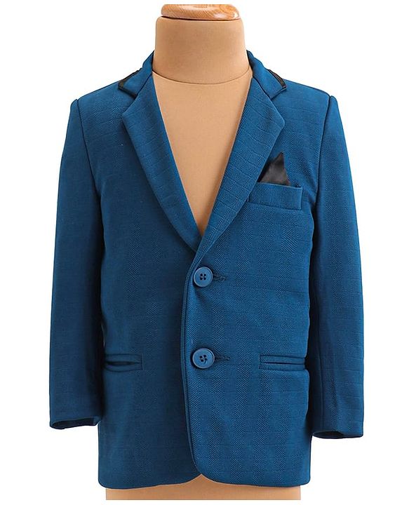 Babyhug Woven Full Sleeves Tree Printed 3 Piece Party Suit - Blue