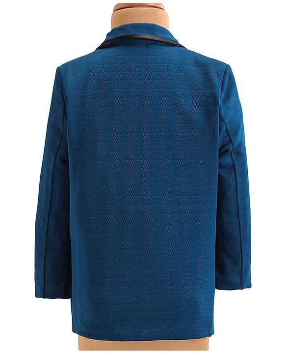 Babyhug Woven Full Sleeves Tree Printed 3 Piece Party Suit - Blue