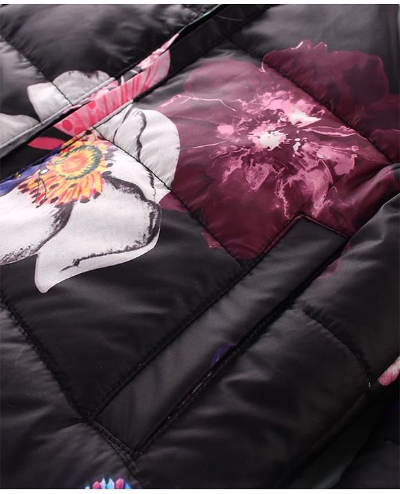 Pine Kids Full Sleeves Padded Hooded Jacket Floral Print - Multicolour