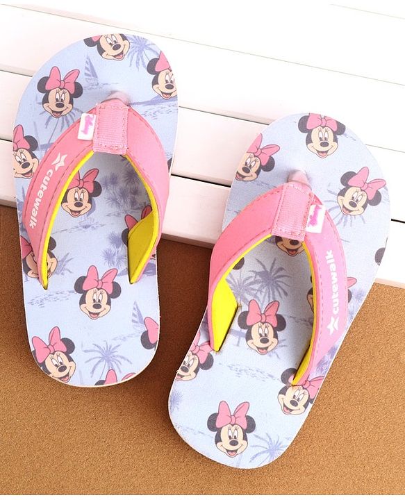 Cute Walk by Babyhug Disney Slip On Flip Flops With Minnie Mouse Graphics - Pink & Blue