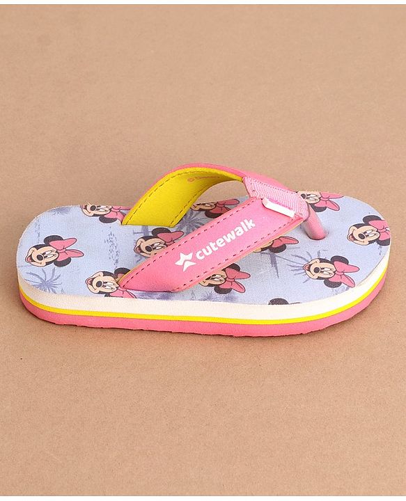 Cute Walk by Babyhug Disney Slip On Flip Flops With Minnie Mouse Graphics - Pink & Blue